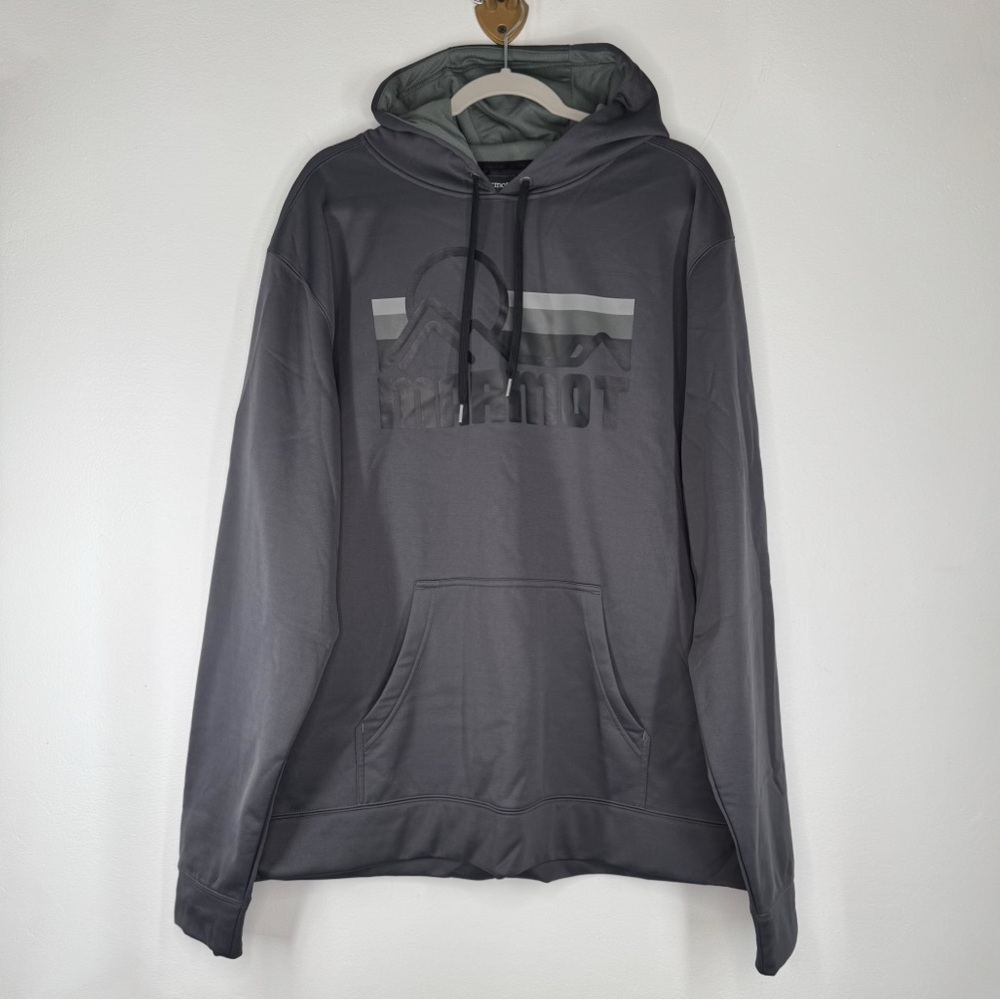 Marmot Gray Pullover Hoodie Long Sleeve Kangaroo Pocket Men’s Size XXL